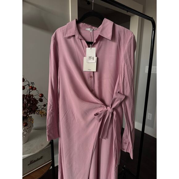 TIBI VISCOSE TWILL SHIRTDRESS PINK MIDI
WRAP - Picture 7 of 9